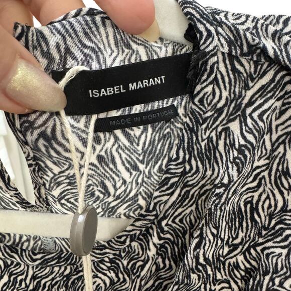 Isabel Marant Etoile Women's Ghita Printed Jersey Dress - Ecru/Black NWT M - Picture 6 of 8